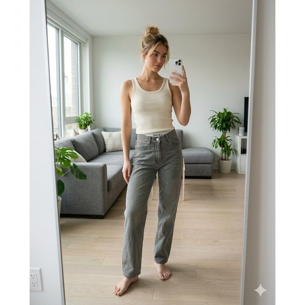 Celine Jeans Size 26 High Rise Straight Leg Minimalist Designer Denim Clean Girl